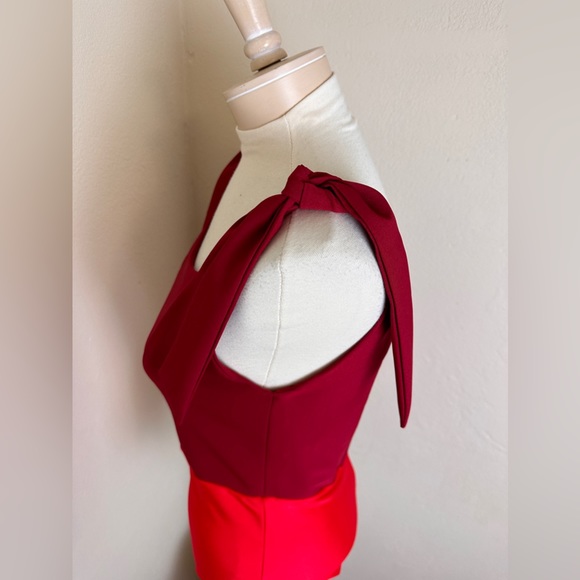 Rodner Figueroa Designer Bright Red Bodysuit Bow Top Womens M Ex Cond! $200 - Picture 6 of 12
